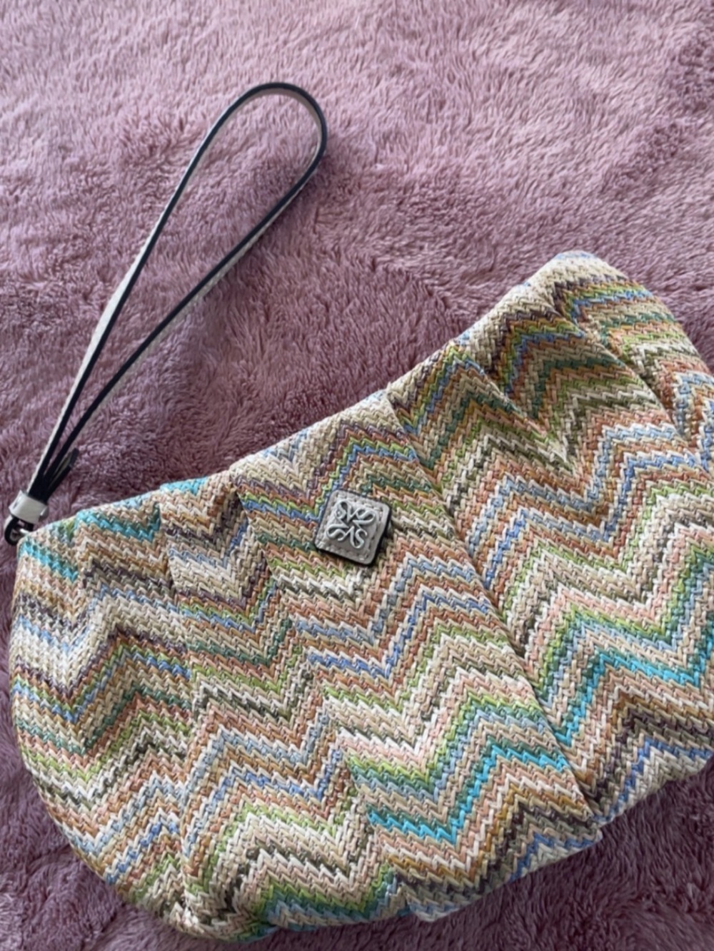 Simply Vera Vera Wang Woven Chevron Wristlet Bag Multicolor Straw Boho Summer